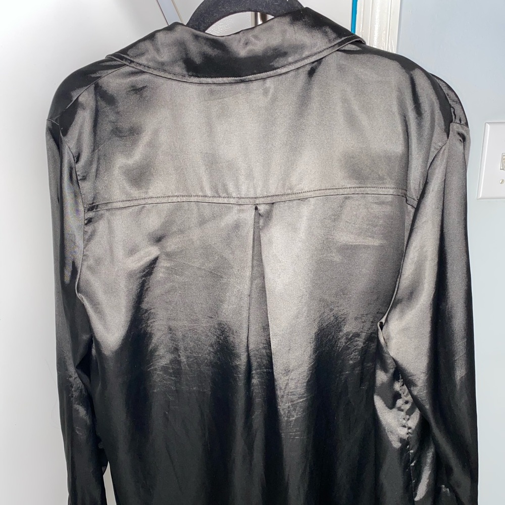 Black Satin Button Front - image 3